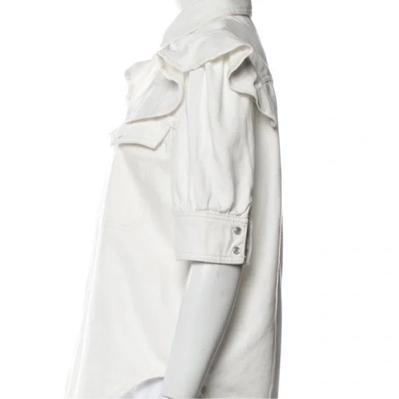 Zadig Voltaire white denim Jacket button down shirt Top L - Picture 3 of 10